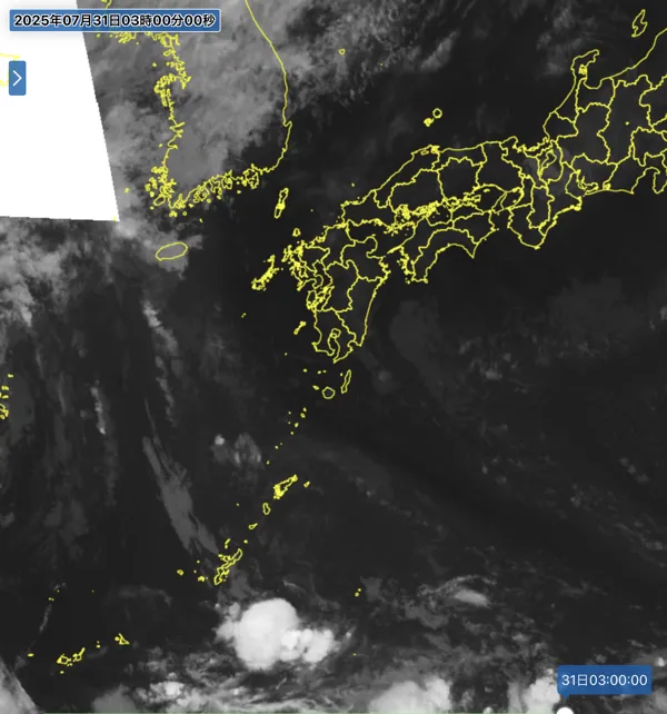 2025年7月31日3時の日本周辺の衛星赤外画像