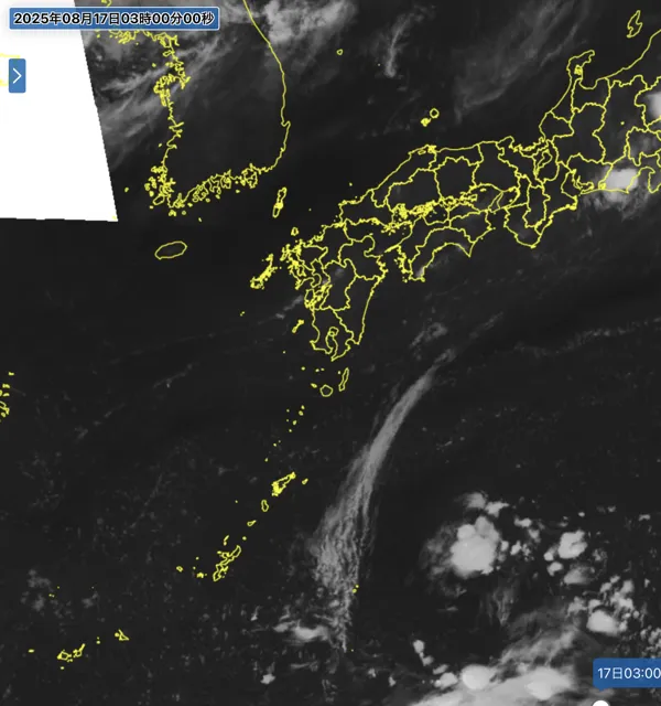 2025年8月17日3時の日本周辺の衛星赤外画像