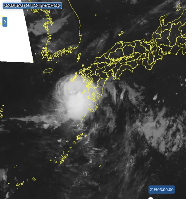 2025年8月21日3時の日本周辺の衛星赤外画像
