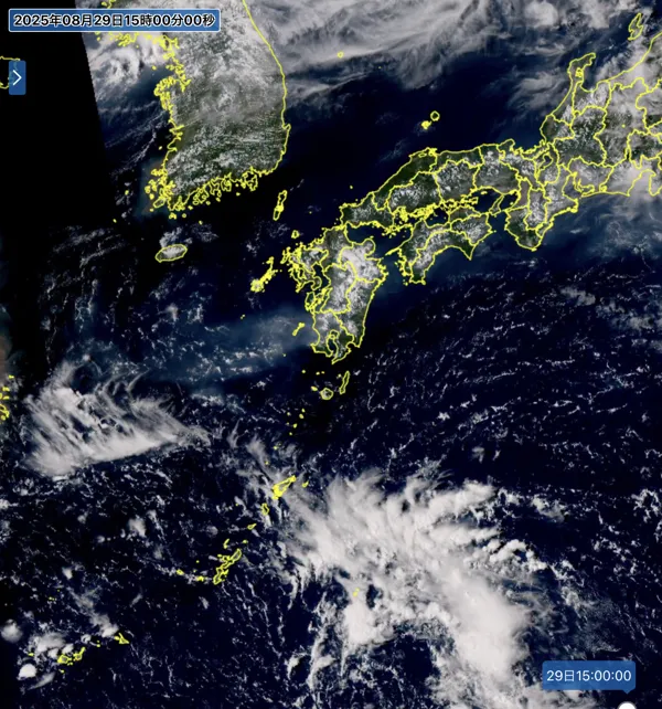 2025年8月29日15時の日本周辺の衛星可視画像