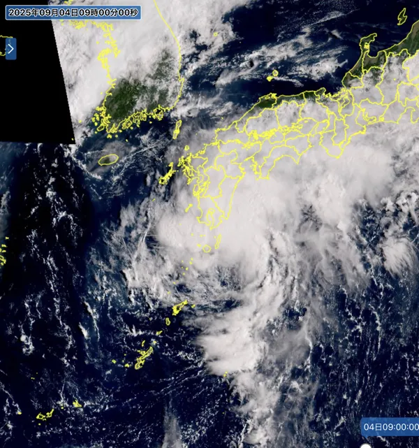 2025年9月4日9時の日本周辺の衛星可視画像