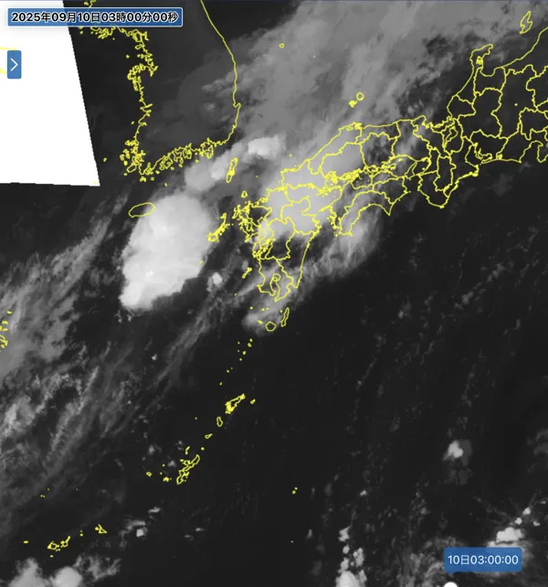 2025年9月10日3時の日本周辺の衛星赤外画像