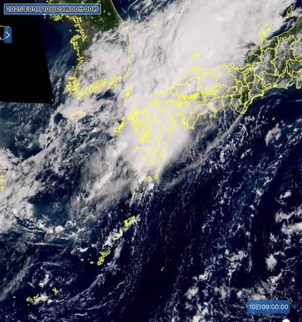 2025年9月10日9時の日本周辺の衛星可視画像