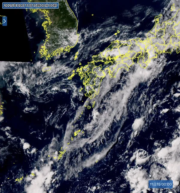 2025年9月11日15時の日本周辺の衛星可視画像