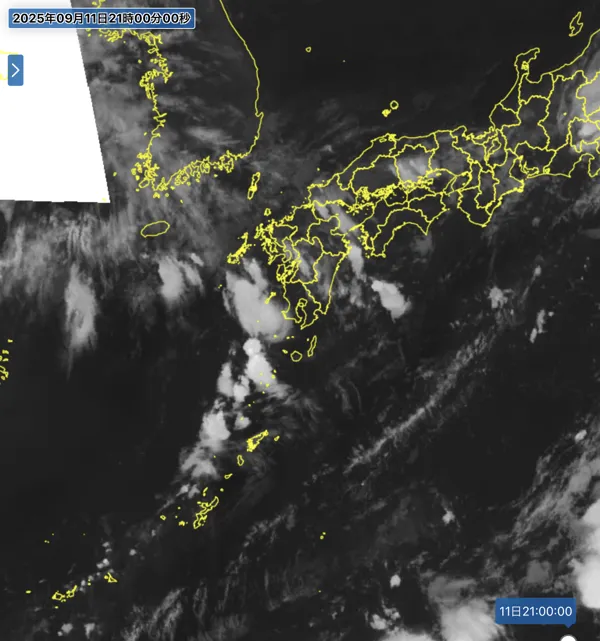 2025年9月11日21時の日本周辺の衛星赤外画像