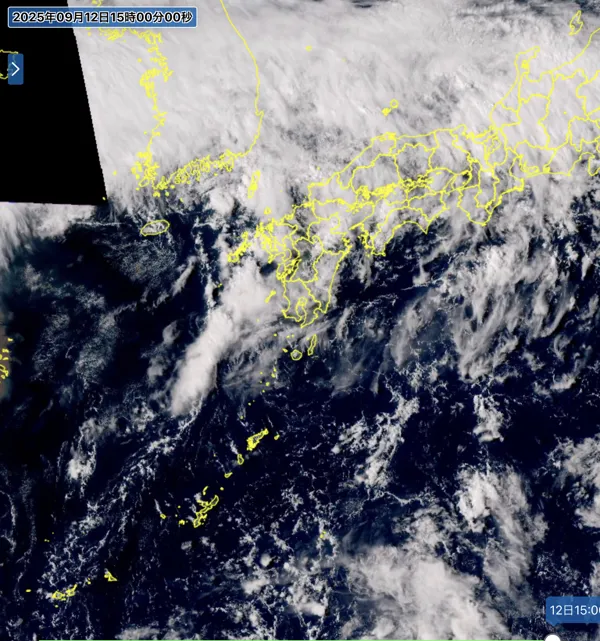 2025年9月12日15時の日本周辺の衛星可視画像
