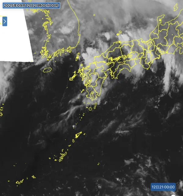 2025年9月12日21時の日本周辺の衛星赤外画像