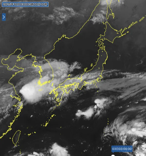 日本周辺の衛星画像（3時）