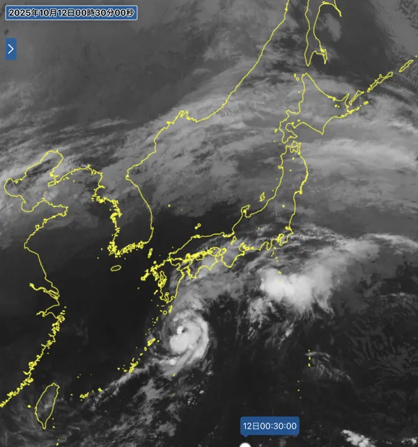 2025年10月12日3時の日本周辺の衛星赤外画像