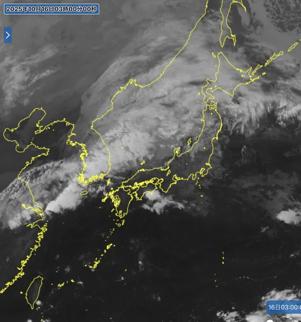 日本周辺の衛星画像（3時）