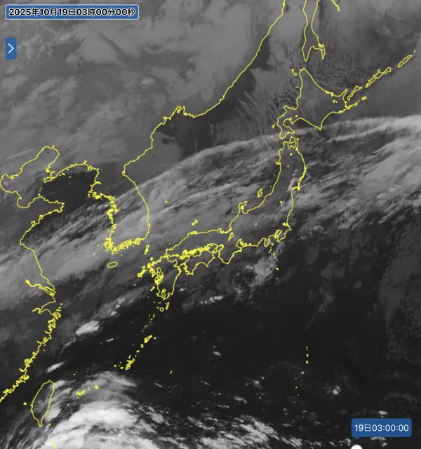 2025年10月19日3時の日本周辺の衛星赤外画像