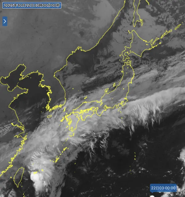 2025年10月22日3時の日本周辺の衛星赤外画像