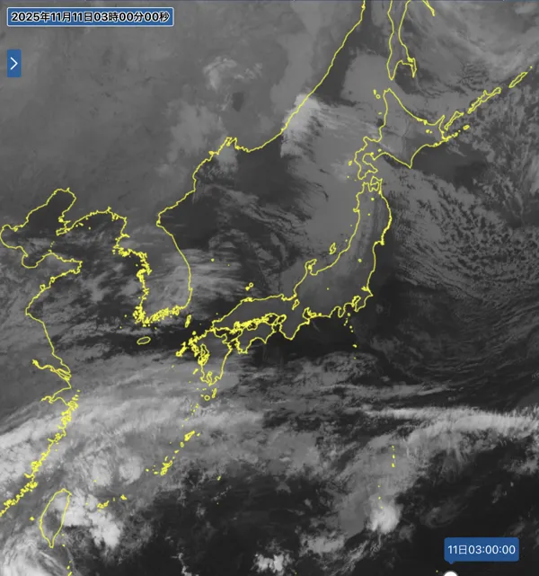 2025年11月11日3時の日本周辺の衛星赤外画像