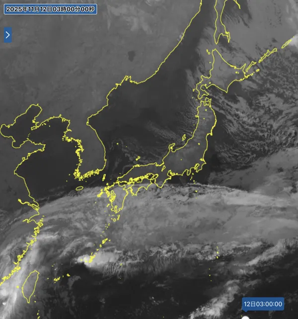 2025年11月12日3時の日本周辺の衛星赤外画像