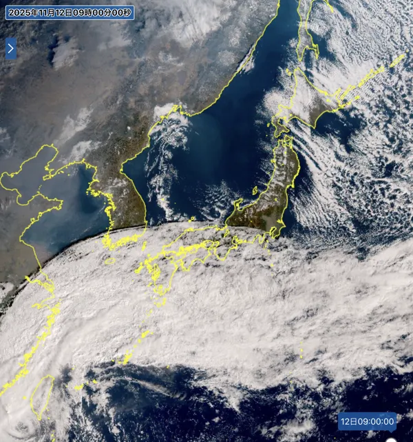 2025年11月12日9時の日本周辺の衛星可視画像