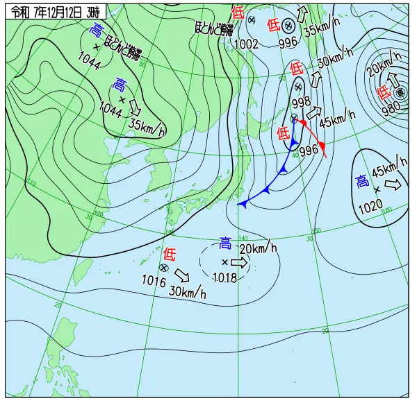 2025年12月12日3時の速報天気図