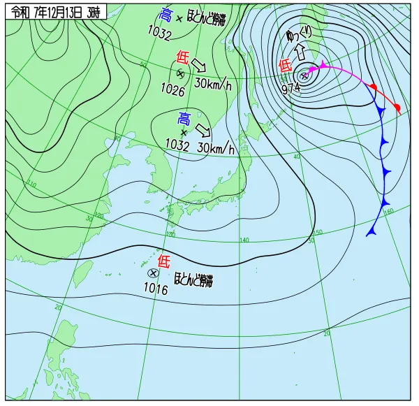 2025年12月13日3時の速報天気図