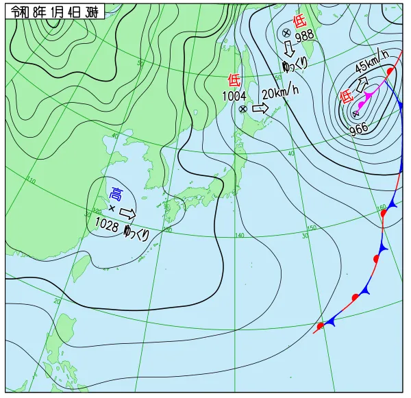 2026年1月4日3時の速報天気図