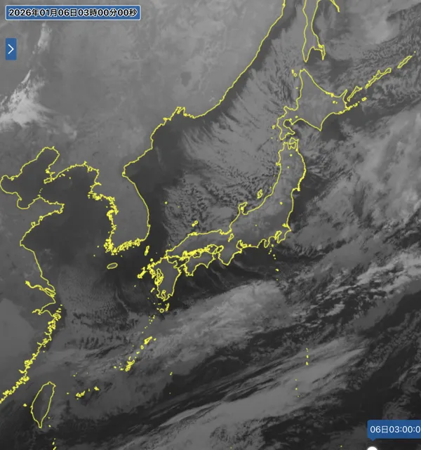 2026年1月6日3時の日本周辺の衛星赤外画像