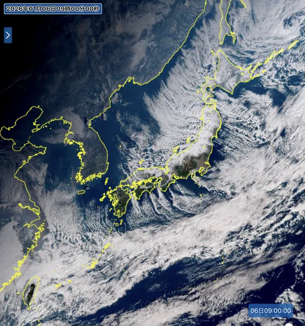2026年1月6日9時の日本周辺の衛星可視画像