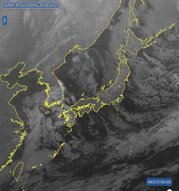 2026年1月6日21時の日本周辺の衛星赤外画像