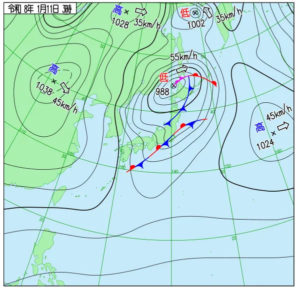 2026年1月11日3時の速報天気図