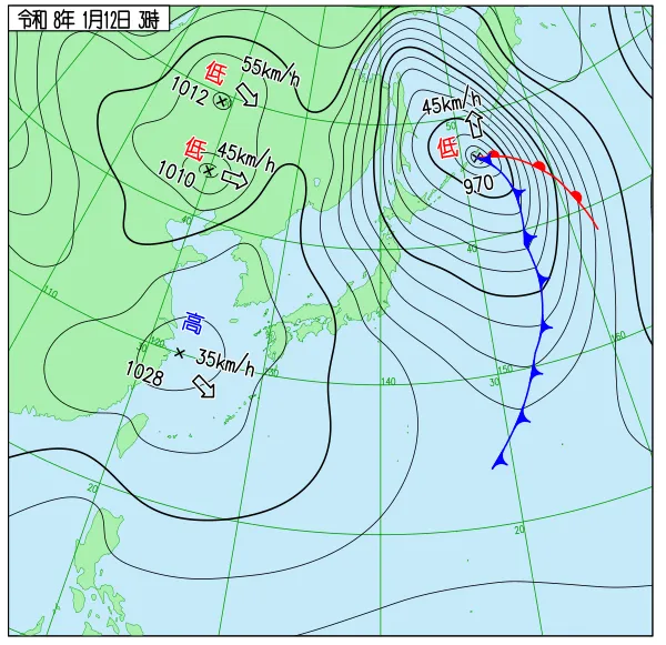 2026年1月12日3時の速報天気図
