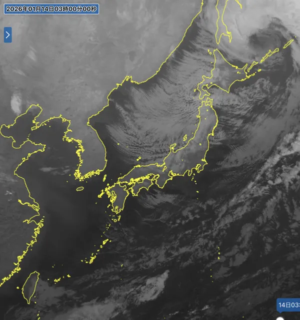 日本周辺の衛星画像（3時）