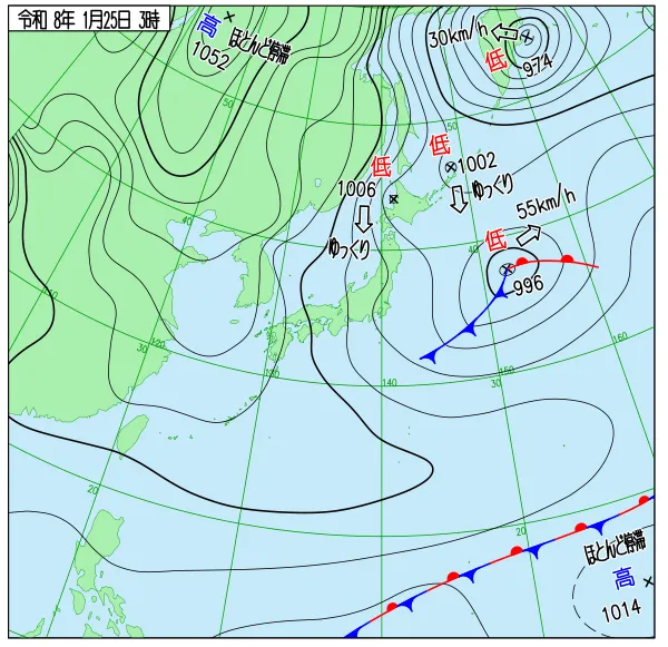 2026年1月25日3時の速報天気図