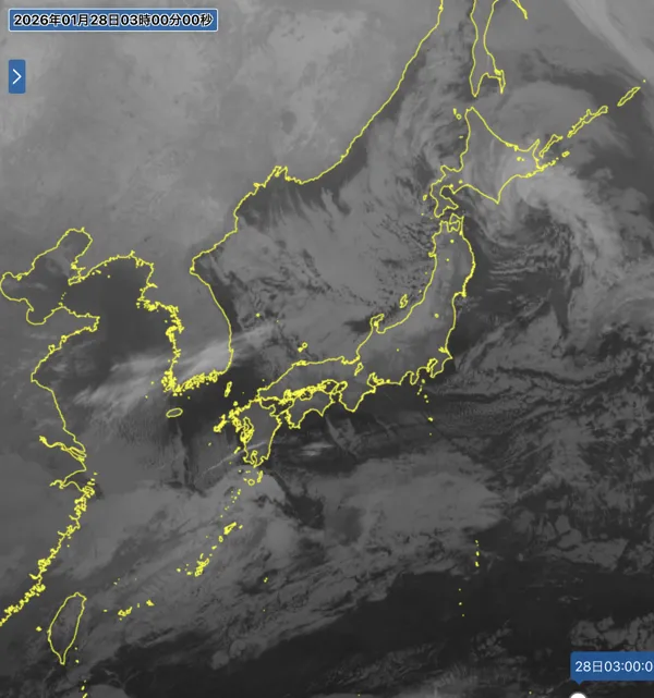 日本周辺の衛星画像（3時）