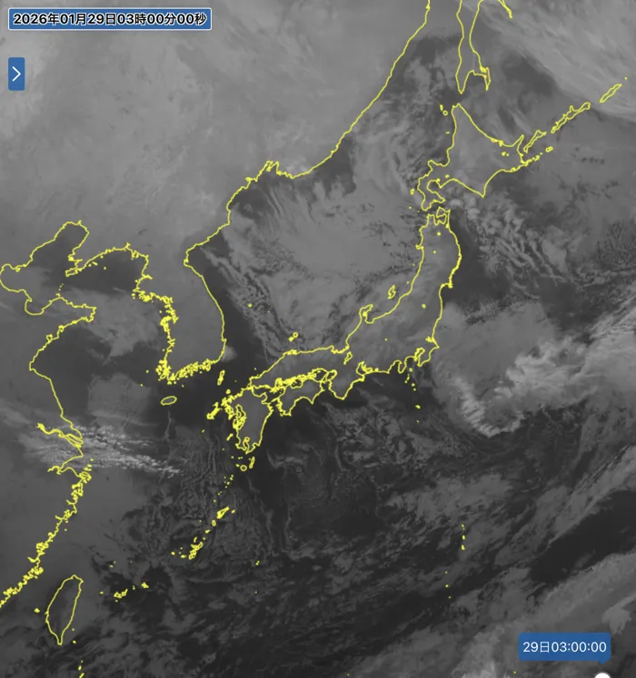 日本周辺の衛星画像（3時）