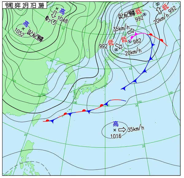 2026年2月7日3時の速報天気図
