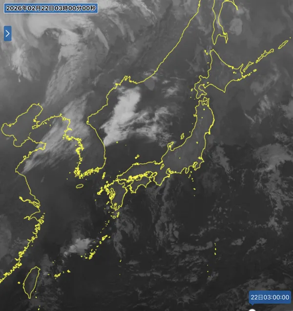 日本周辺の衛星画像（3時）