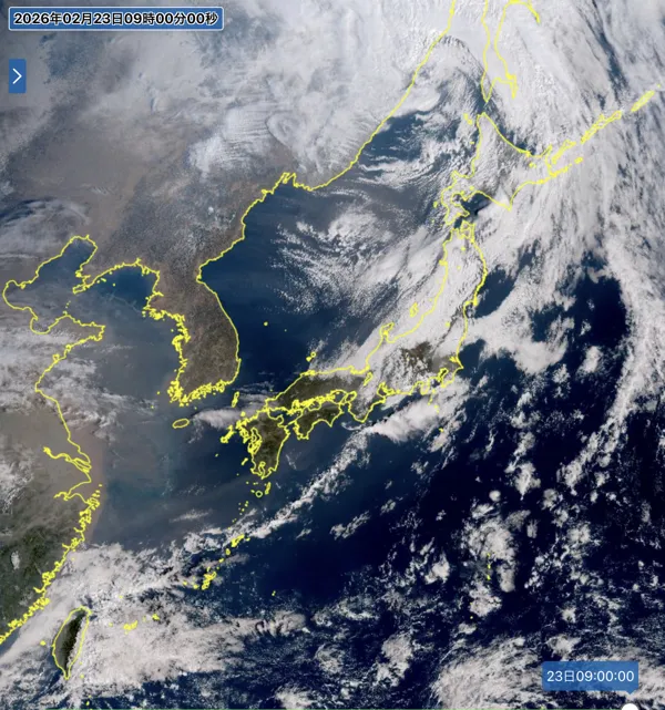 2026年2月23日9時の日本周辺の衛星可視画像