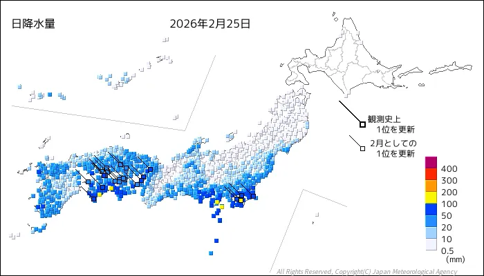 日本のアメダス日降水量の図