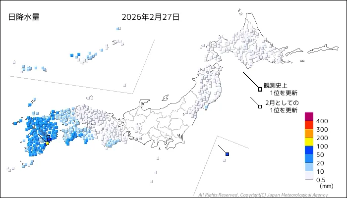 日本のアメダス日降水量の図