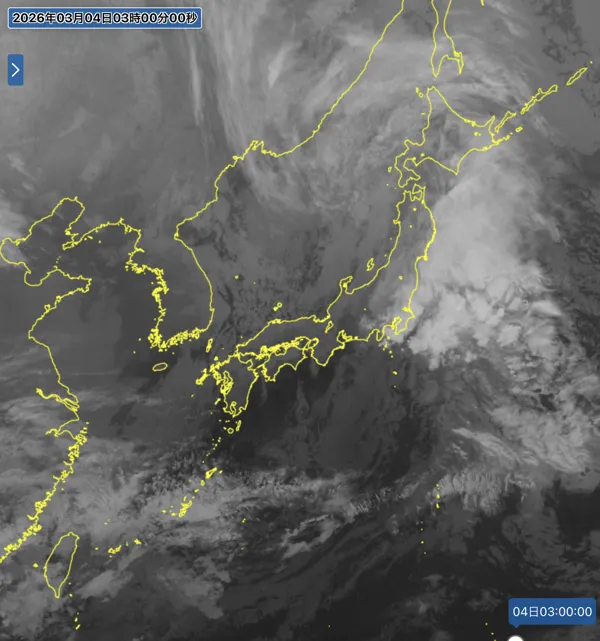 2026年3月4日3時の日本周辺の衛星赤外画像