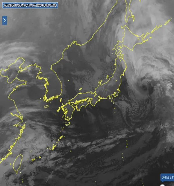 2026年3月4日21時の日本周辺の衛星赤外画像