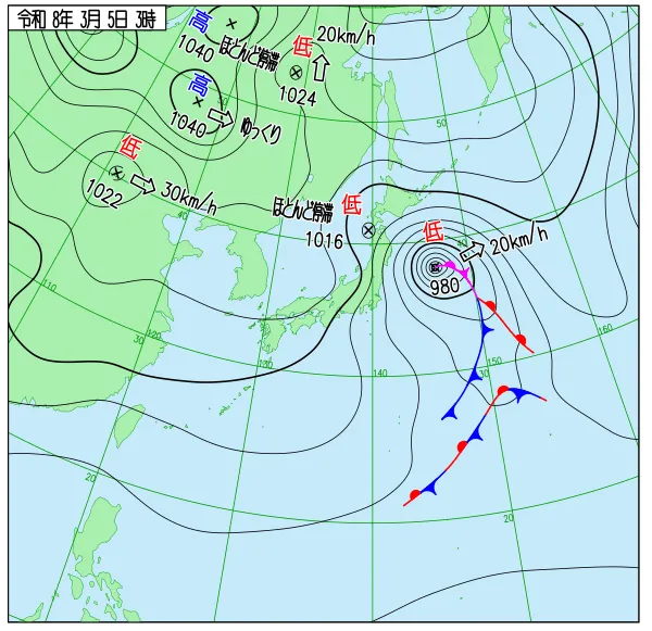 2026年3月5日3時の速報天気図