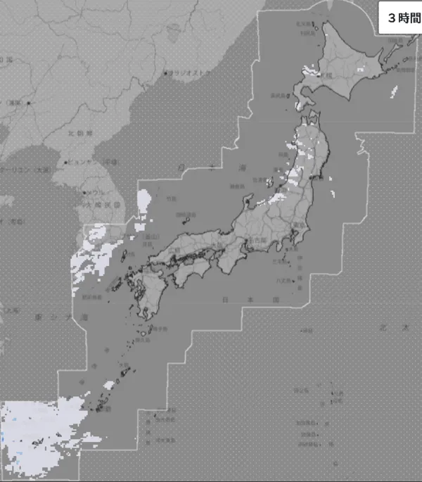 2026年3月5日18〜21時の日本周辺の3時間解析降水量
