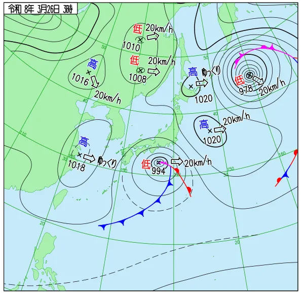 2026年3月26日3時の速報天気図