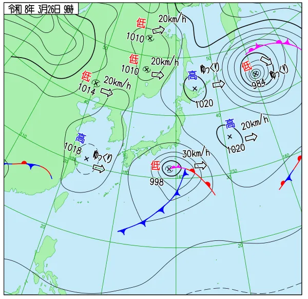 2026年3月26日9時の速報天気図
