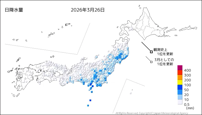 日本のアメダス日降水量の図