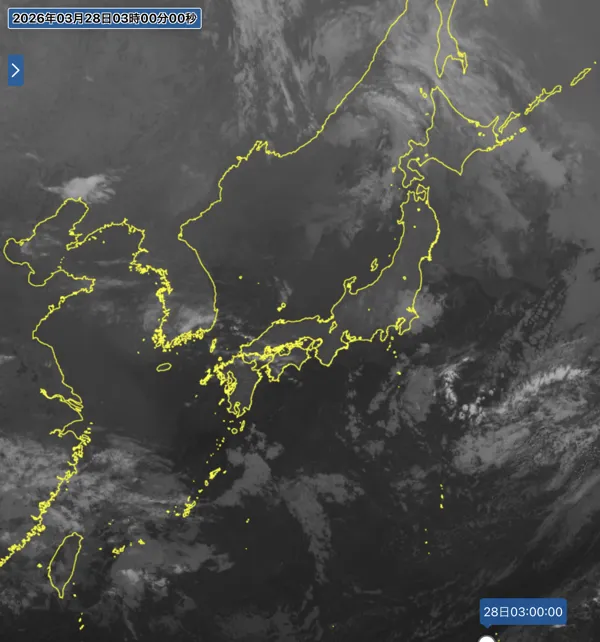日本周辺の衛星画像（3時）