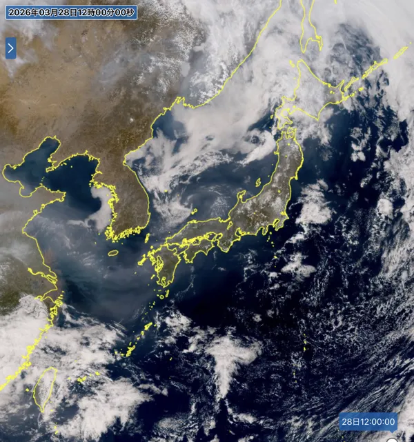 2026年3月28日の日本周辺の衛星画像（12時）