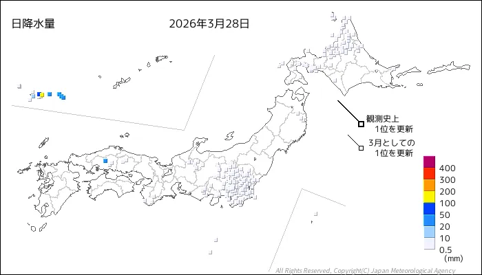 日本のアメダス日降水量の図