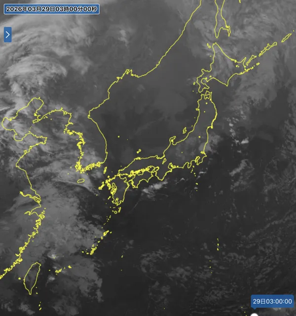 日本周辺の衛星画像（3時）