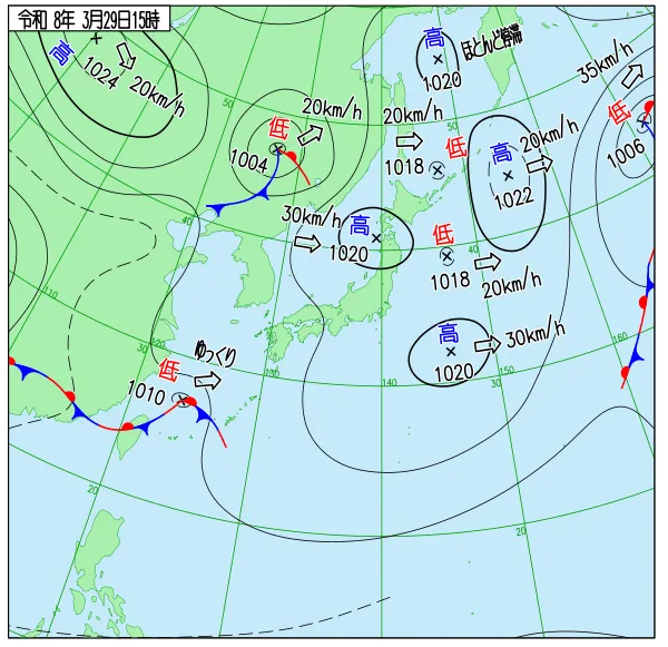 2026年3月29日15時の速報天気図