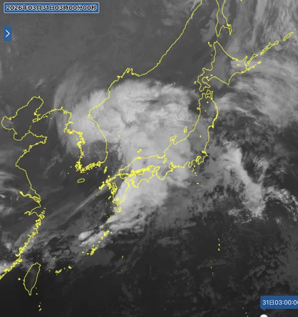 日本周辺の衛星画像（3時）