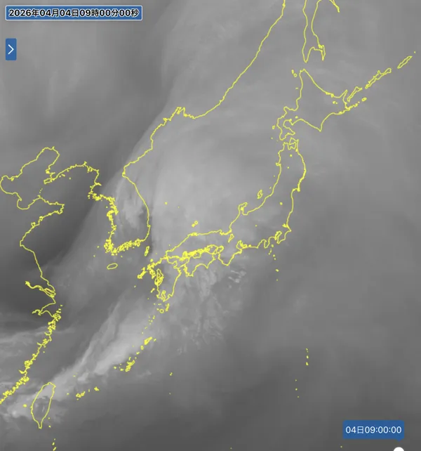 2026年4月4日9時の日本周辺の衛星水蒸気画像